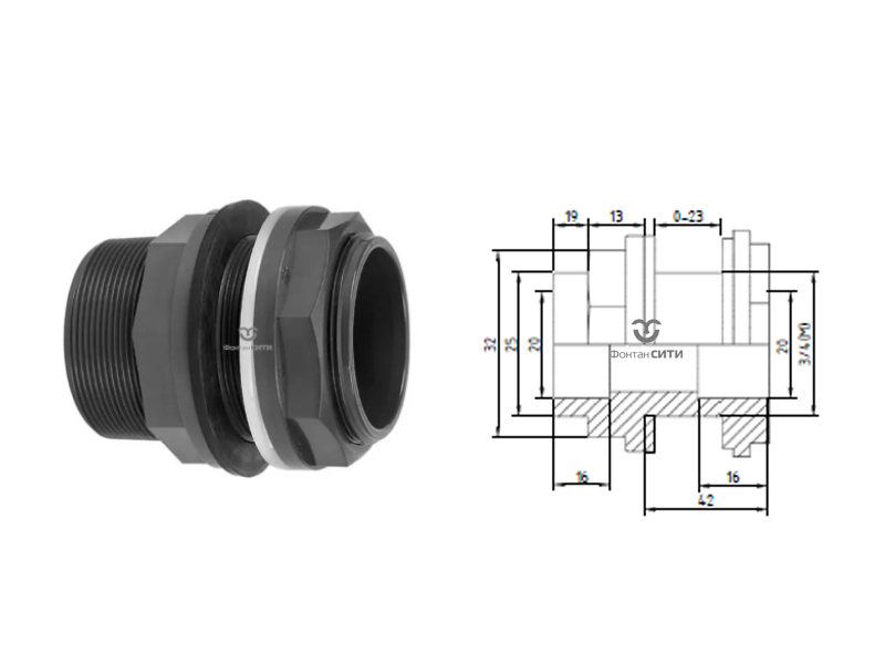 Переход на емкость PVC-U FC