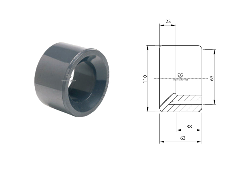 Переходное кольцо PVC-U PN16 FC (110 x 63)