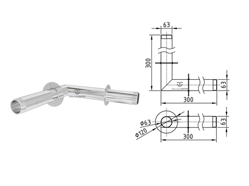 Стеновой проход угловой FC 90° 300x300-7