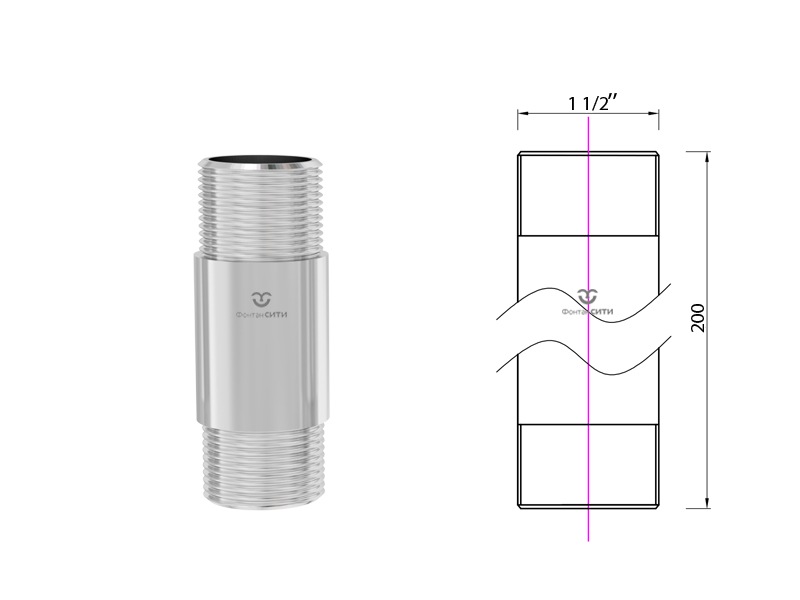 Удлинитель стойки фонтанной насадки 200 мм.