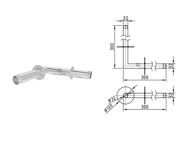 Стеновой проход угловой FC 90° 300x300-1