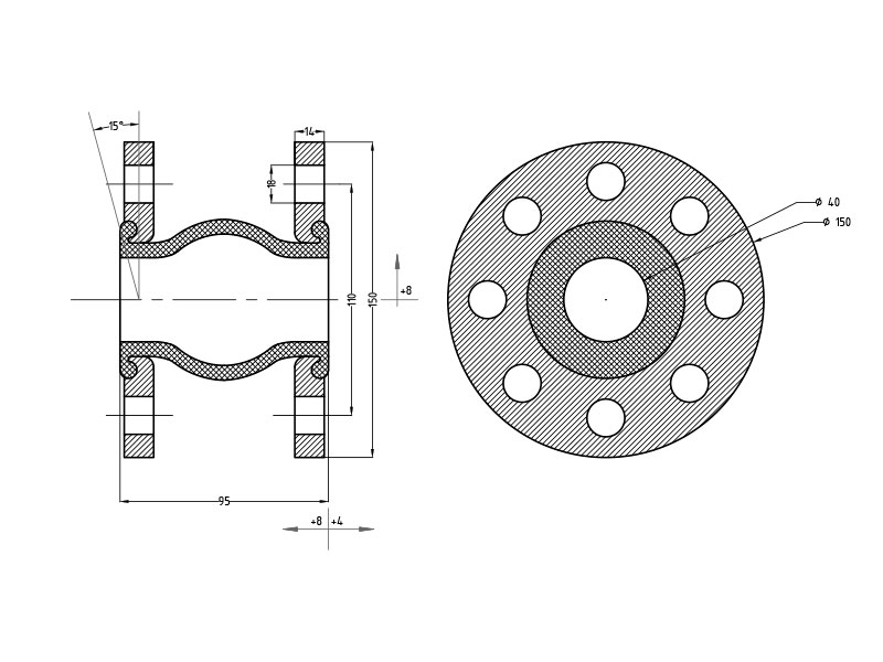 Резиновый компенсатор nbr, фланцевый
