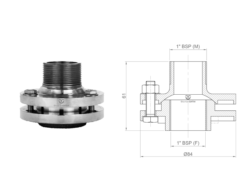 Шарнирное соединение FC AISI 304 (нар./внутр.)