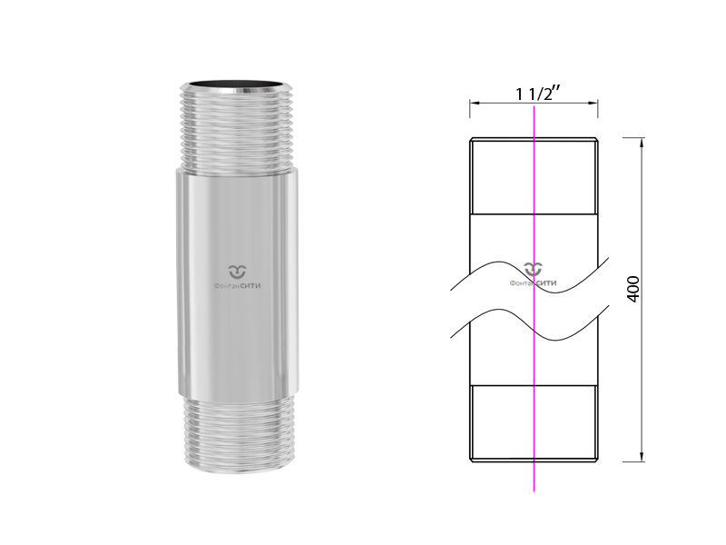 Удлинитель стойки фонтанной насадки 400 мм.