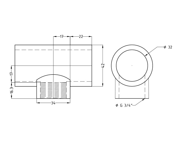 Тройник переходной 90° ВР PVC-U PN16 FC