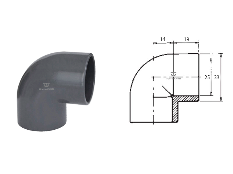 Угол клеевой 90° PVC-U PN16 FC