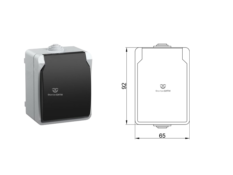 Розетка наружная с заземлением с крышкой IP54