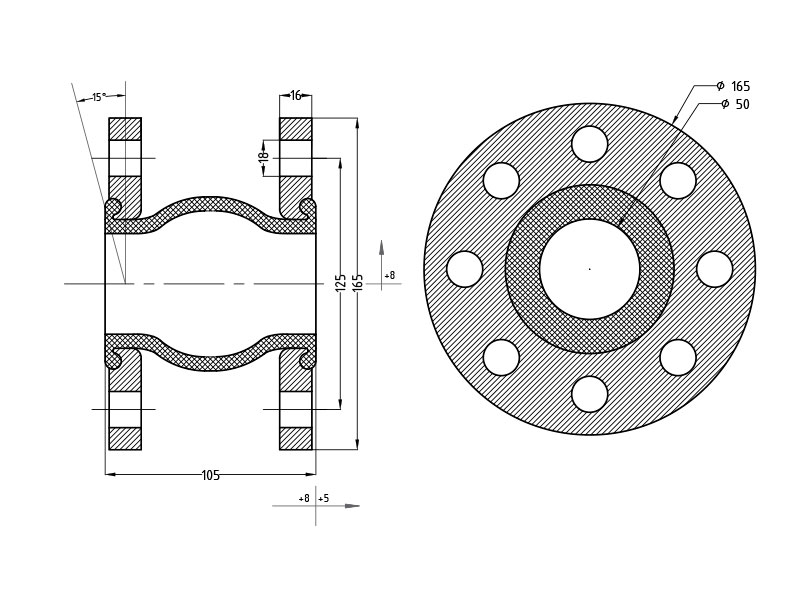 Резиновый компенсатор nbr, фланцевый