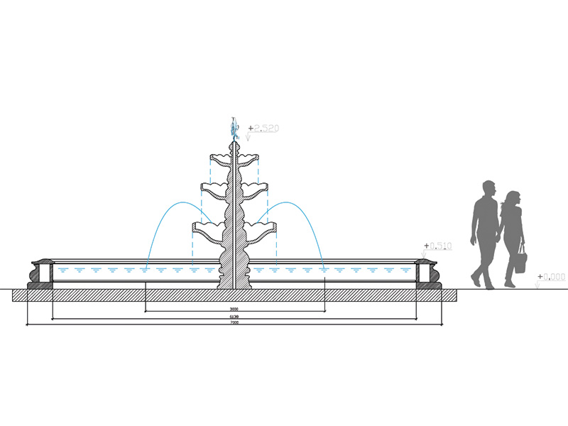 Фонтанная композиция FC  Анталия 7000 с наутилусами Чертеж