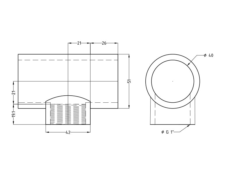 Тройник переходной 90° ВР PVC-U PN16 FC