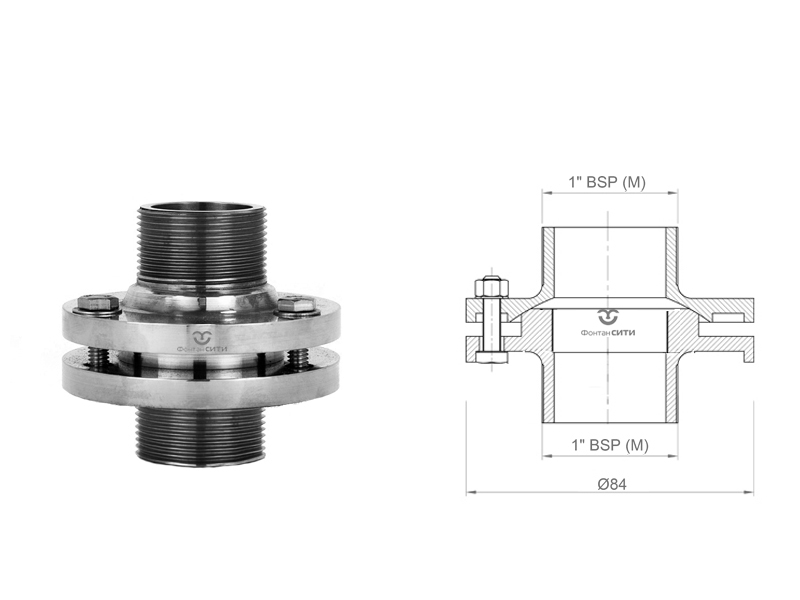 Шарнирное соединение FC AISI 304 (нар./нар.)