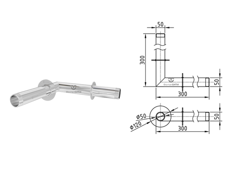 Стеновой проход угловой FC 90° 300x300-5