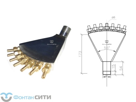 Фонтанная насадка FC "Веер" R7 (1", 6)