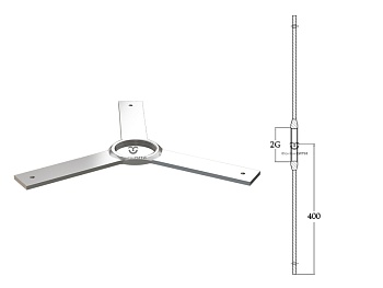 Крепежная планка для светильников 2" (на 3 светильника) L400, изображение