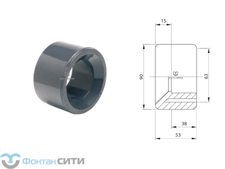 Переходное кольцо PVC-U PN16 FC (90 x 63)