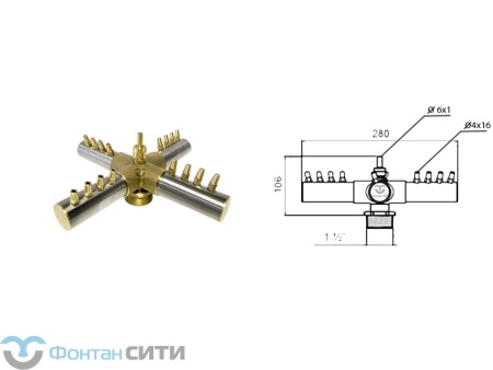 Фонтанная насадка FC "Крест" (17, 1.1/2", 4)