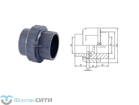 Муфта разборная с EPDM прокладкой PVC-U PN16 FC (110)