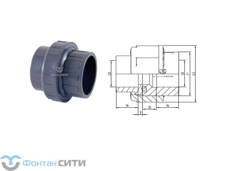 Муфта разборная с EPDM прокладкой PVC-U PN16 FC (20)